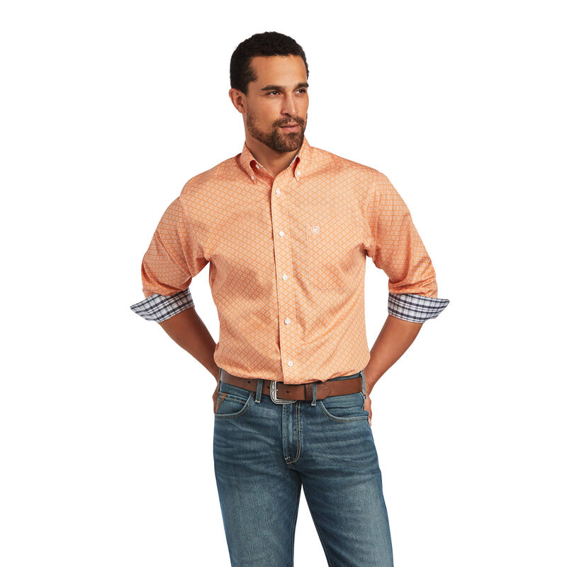 Ariat Hemden Herren - Wrinkle Free Yakov Fitted Orange ( YNXZP-2459 )